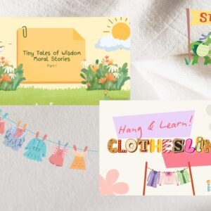 Tiny tales of wisdom moral stories & My Clothesline - Set 2 Value Bundle - Learn About Animals & Play Pretend Shopping!